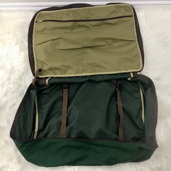 L L Bean Green Canvas Travel Luggage Suitcase Vtg - Picture 11 of 11